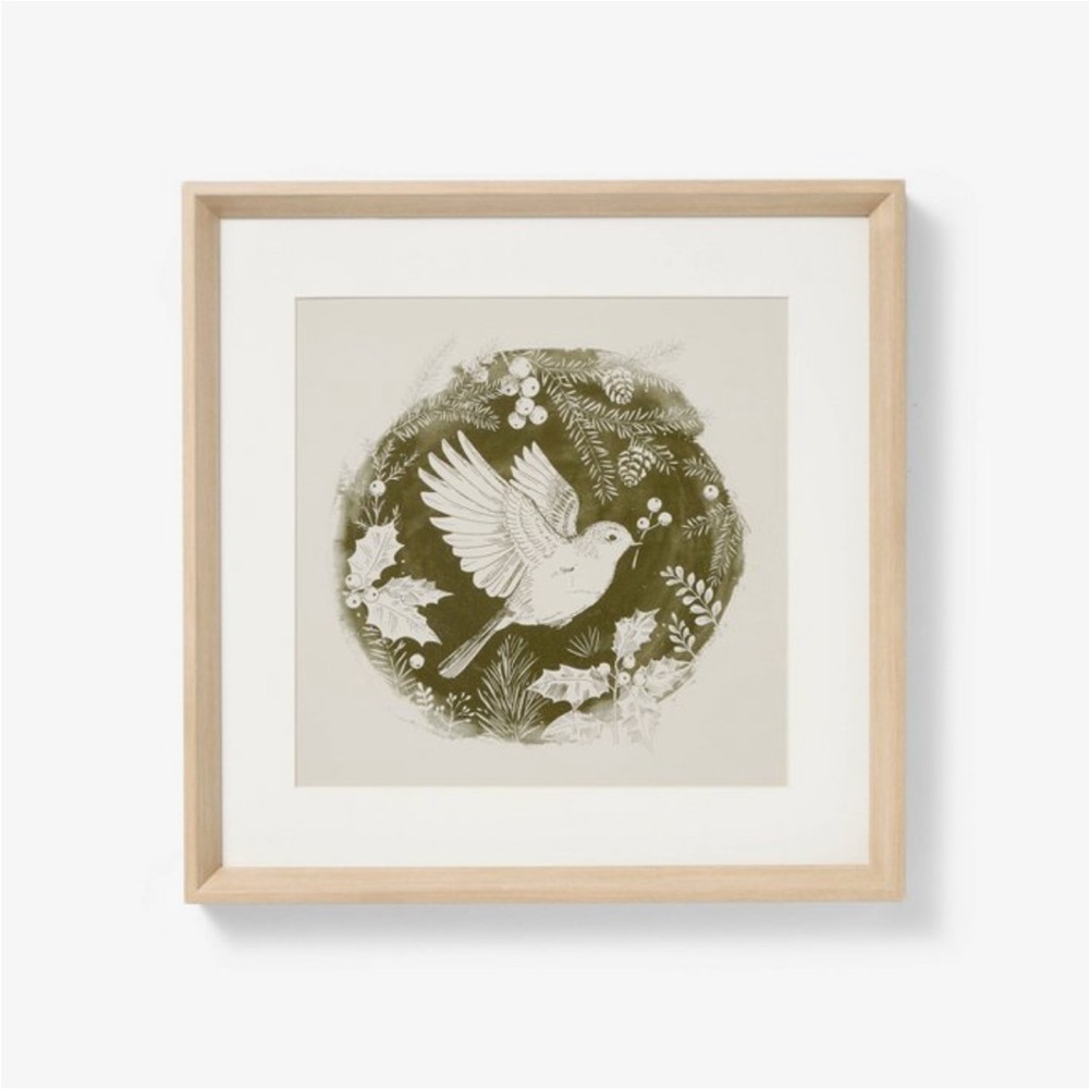 16" x16" Dove Framed Wall Art Print Christmas 2024 - Threshold with Studio McGee